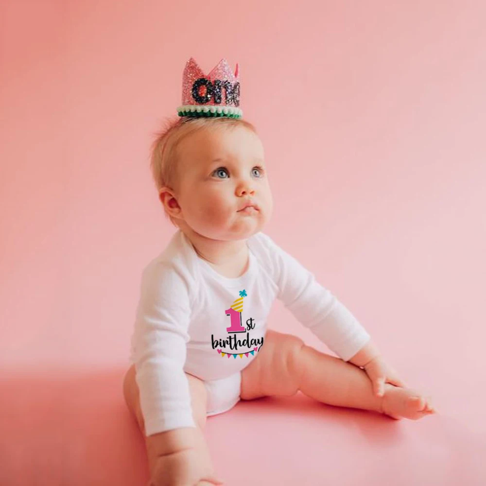 

Newborn Baby Long-sleeved Baby Rompers My First Birthday Letter Print Girls Boys Clothes Baby Boy Birthday Party Clothes 0-24M