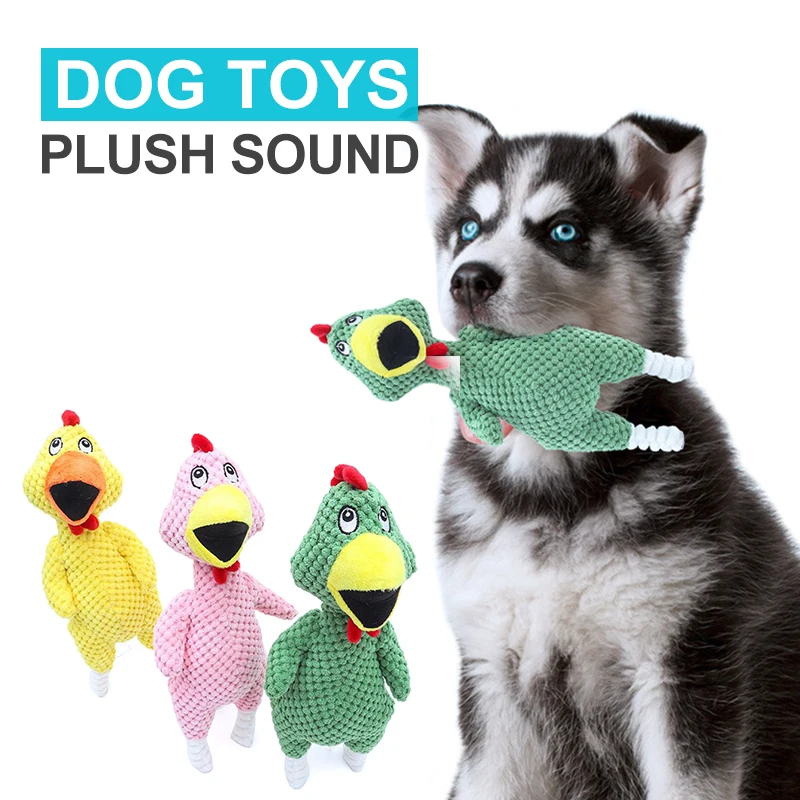 

Shrilling Chicken Pet Squeak Toys Molar Durable Teeth Cleaning Plush Sound Dogs Toys Funny Interaction Chew Dog Toy Three Colour