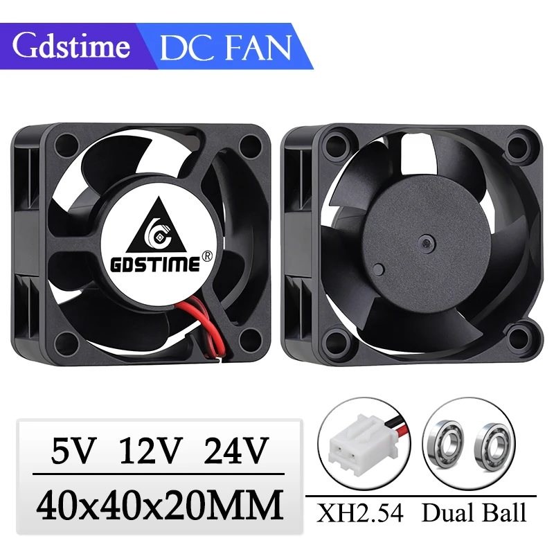 2 Pcs Gdstime 40mm 3D Printer Fan 40x40x20mm Cooler 24V 12V 5V 4020 Cooling Fan Computer Case Cooling Fan 2PIN 3PIN Heatsink Fan