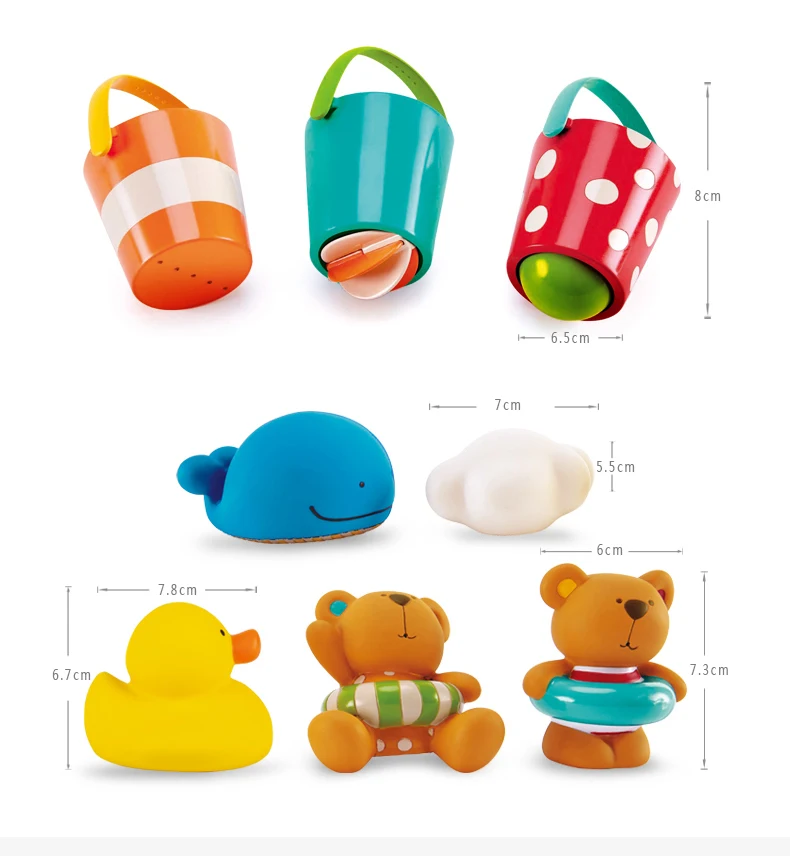 Hape baby bath toys Игрушка для воды детские игрушки красочное ведро резиновый утка на бассейне