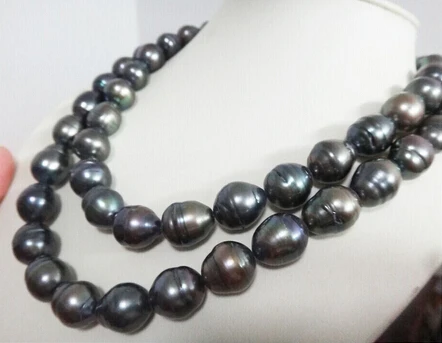 baroque 12-13mm natural tahitian black pearl necklace