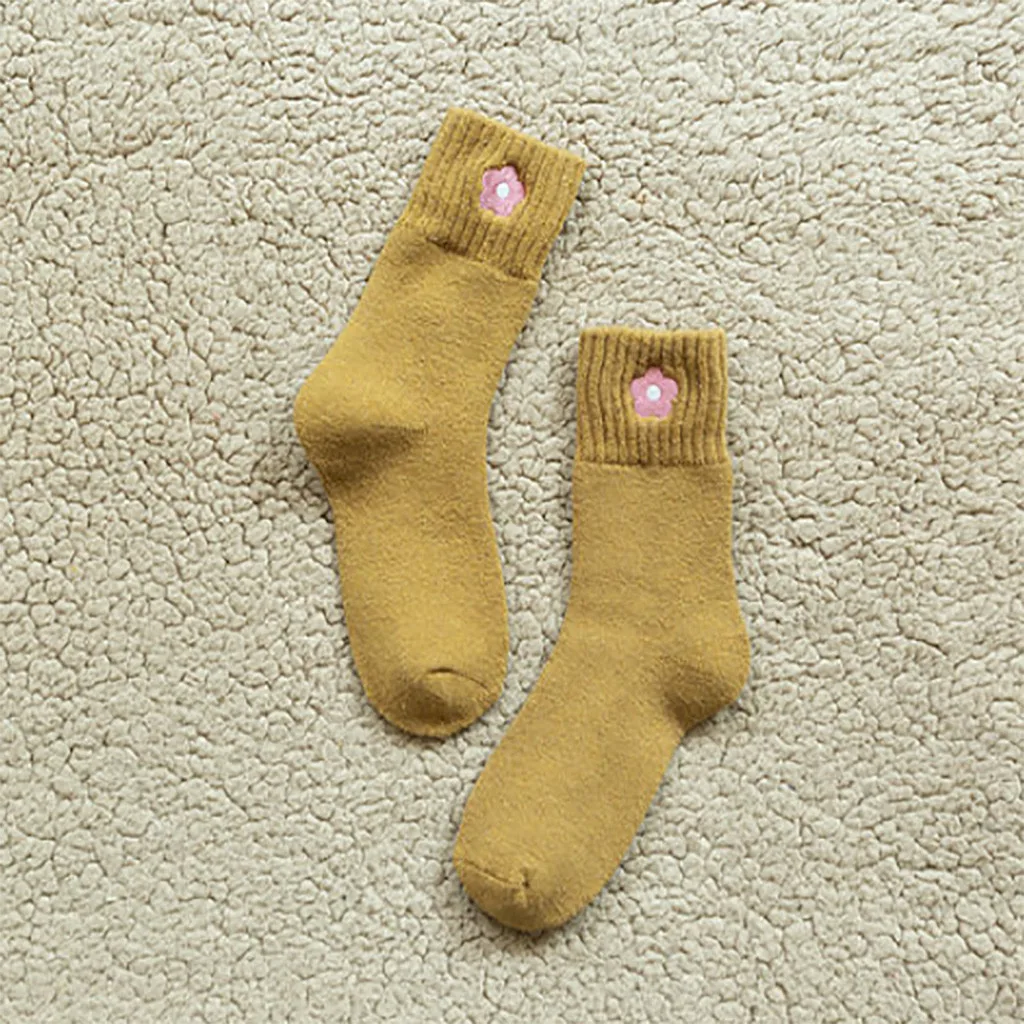 Женские шерстяные носки супертолстые носки с изображением кролика для холодной зимы теплые носки для сна с вышивкой для русской зимы