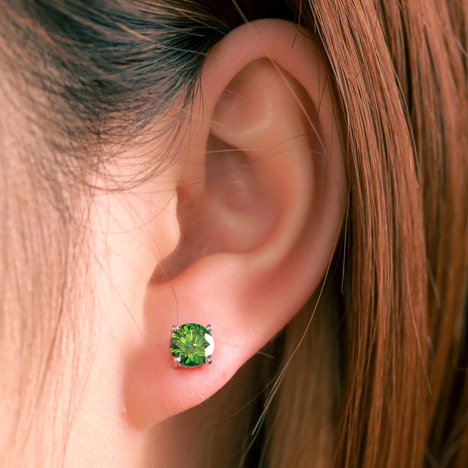 Real D Color VVS 1 Carat Blue Green Yellow Pink Color Round Cut Moissanite Stud Earrings For Women Men Screw Back Jewelry Gifts