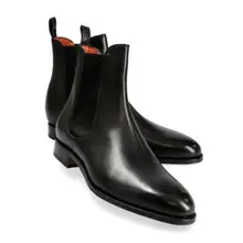 New Men Fashion Trend Classic All-match Dress Shoes Handmade Black PU Polished Pull-on Gentleman British Chelsea Boots KR519