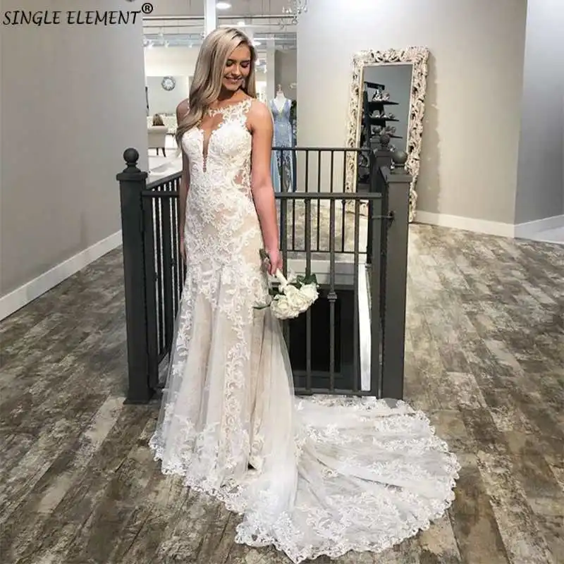 

Charming Ivory Mermaid Custom Made Wedding Dress Fpr Bride