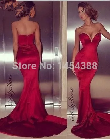 red satin mermaid dress
