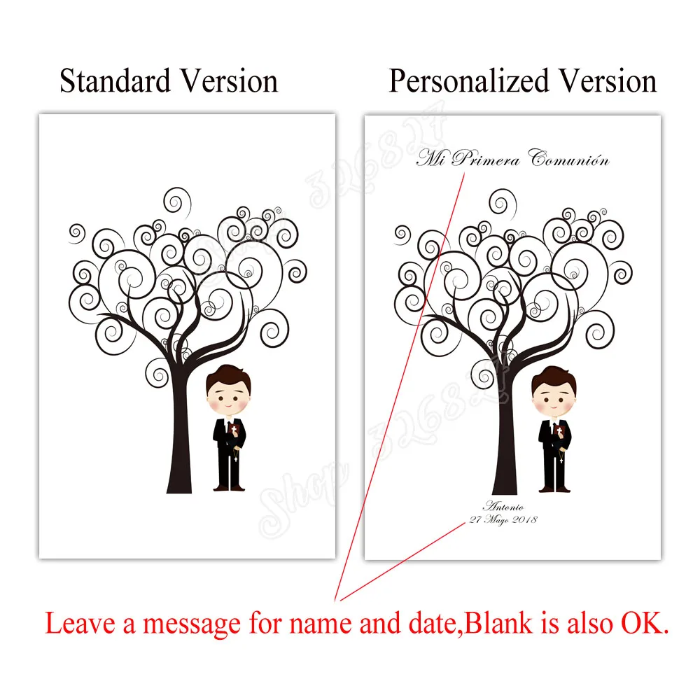 HK143 Canvas Poster Fingerprint Guest Book For Girls Boys First Communion DIY Baby Baptism Decor Girls Birthday Gifts Party Souvenir - Цвет: HK143