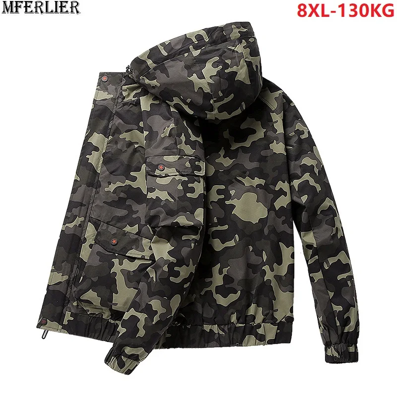 

high quality men Camouflage jacket hooded Windproof autumn out door sports coat plus size 6XL 7XL 8XL 5XL man thin loose jackets