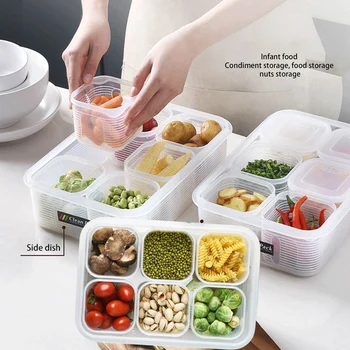 

7pcs Food Storage Crisper Set Kitchen Refrigerator Storage Box Sealed Food Storage Food Container Household Goods