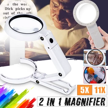 

Portable Folding Reading Lamp Magnifier Handheld Illuminated Magnifying Glass With 8 LED Lights for Newspaper Books Reading