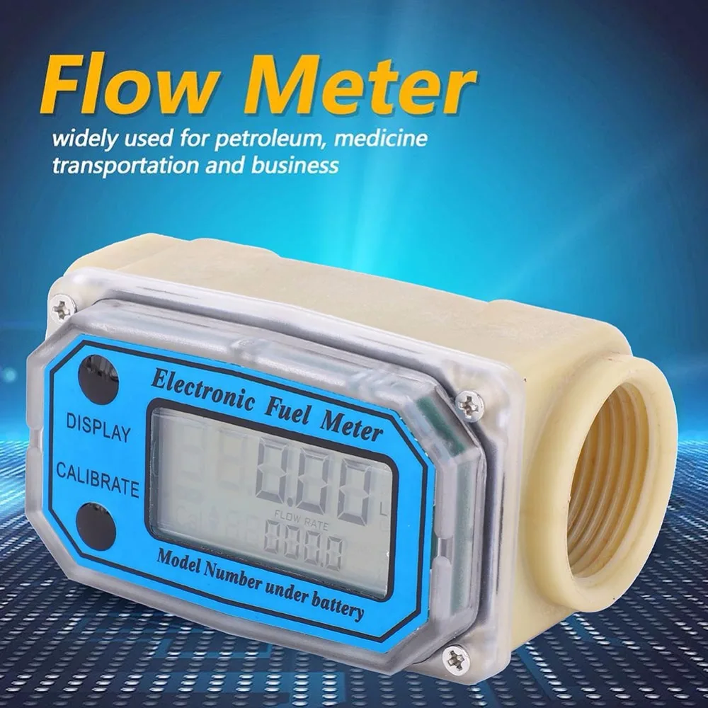 Mini Digital Turbine Flow Meter Diesel Fuel Flowmeter 15-120L/min 1" NPT flow indicator flowmeter Hot Sale Cheap Price