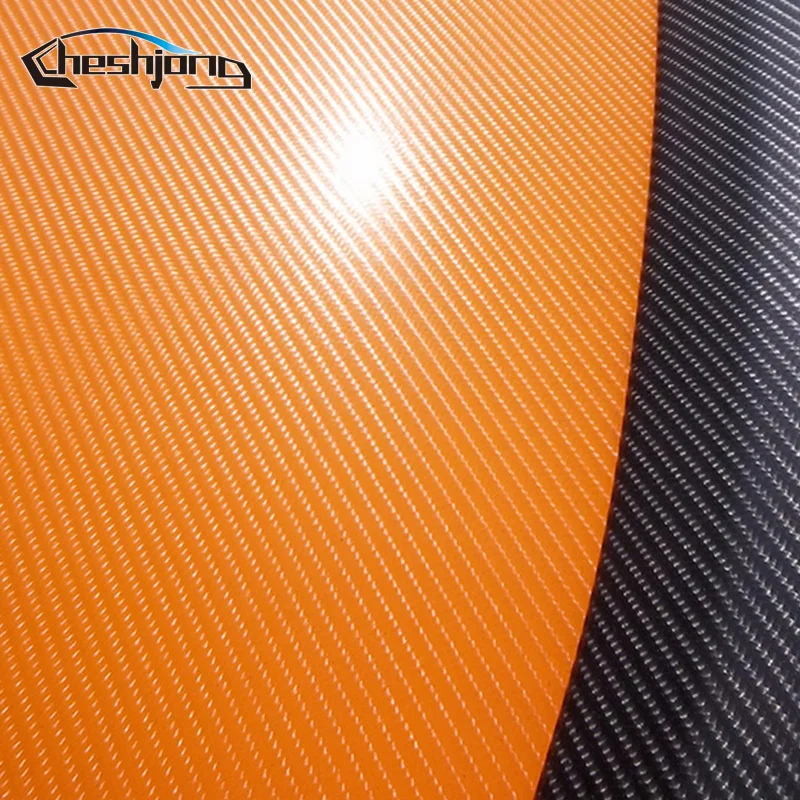 Оранжевый 4D углеродное волокно Виниловая пленка для отделки автомобиля для капота крыши мотоциклетные наклейки изменение цвета