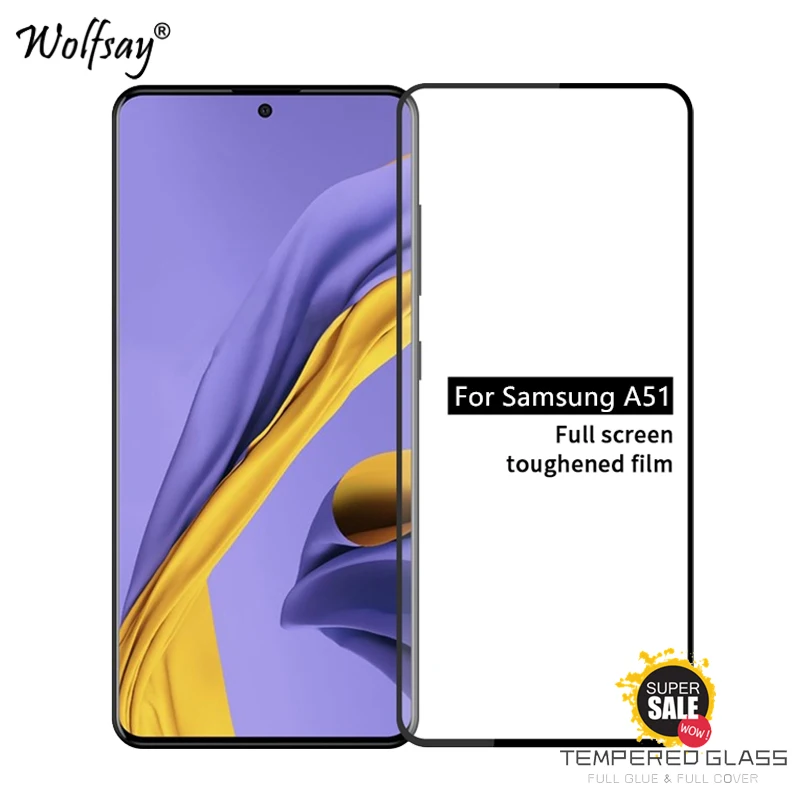 Полностью клеевое стекло для Samsung Galaxy A51 закаленное защиты экрана пленка телефона