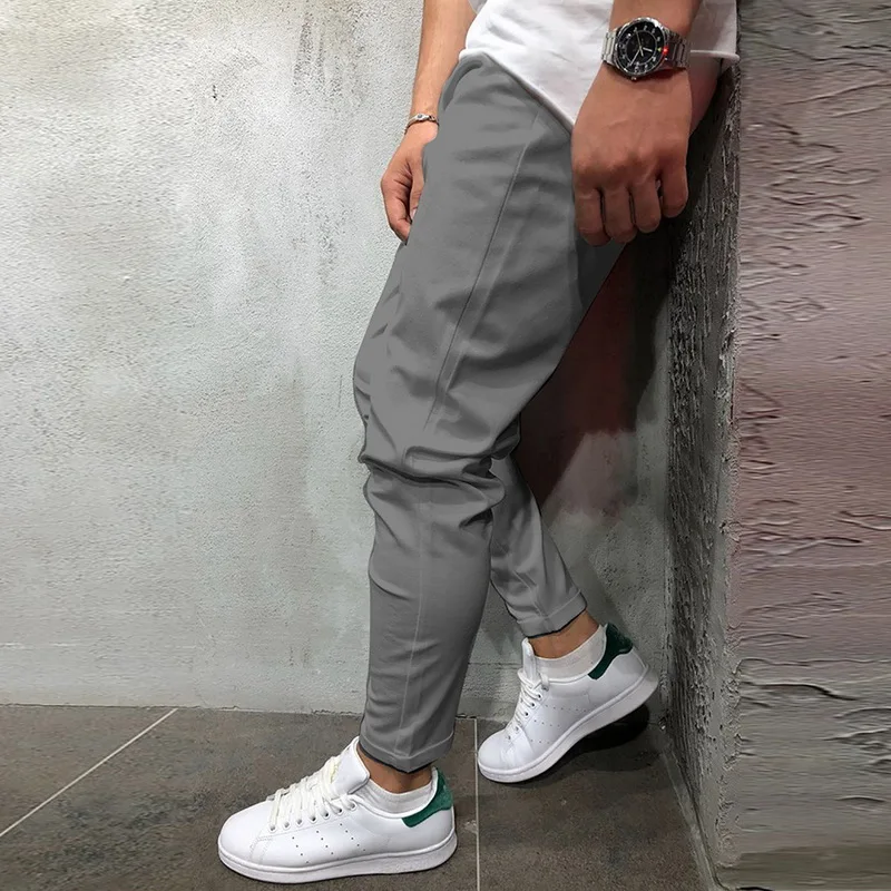 2020 Fashion Summer Men's Pants Autumn New Casual Male Solid Color Long ...