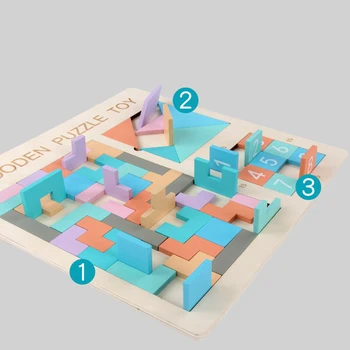 

3 in 1 Multifunction Children Wooden Puzzles Toys Jigsaw Board Early Childhood Game Toy Puzzles For Kids