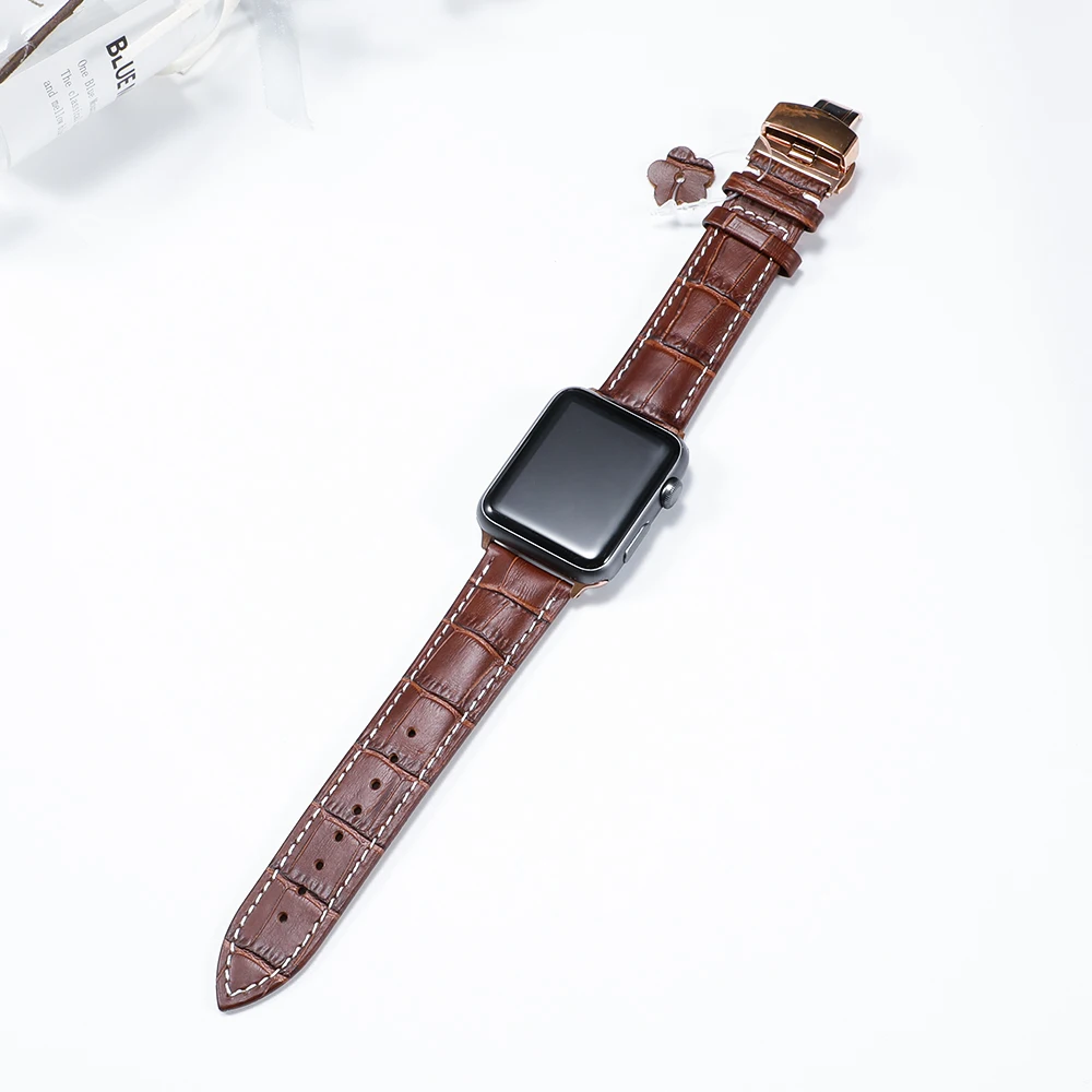 Кожаный ремешок для apple watch 44 мм 38 мм Iwatch 5 4 3 correa apple watch 42 мм 40 мм Бабочка Пряжка браслет ремешок для часов ремень