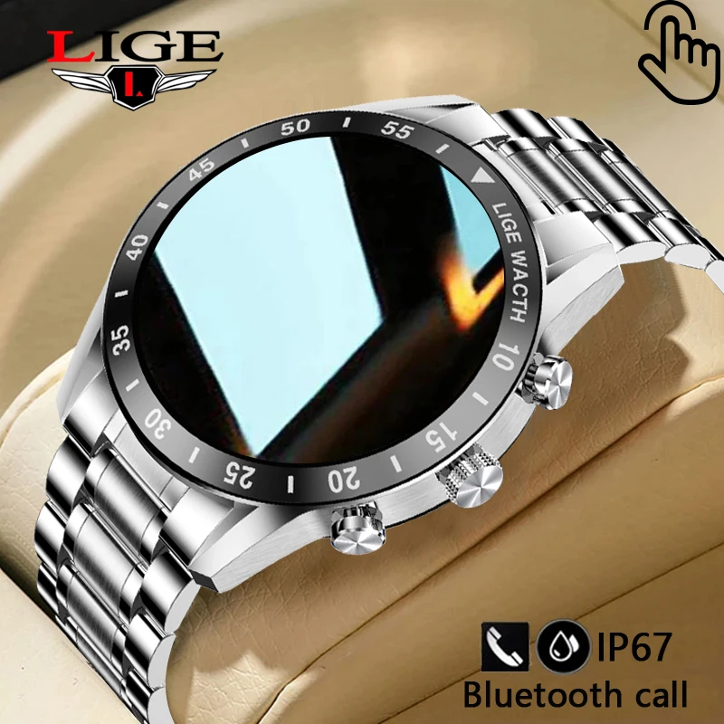 

LIGE Smart Watch For Men 2022 Bluetooth Call Men's Watches Sports Fitness Wristbands Smartwatch Android iOS Clock Husband Gifts