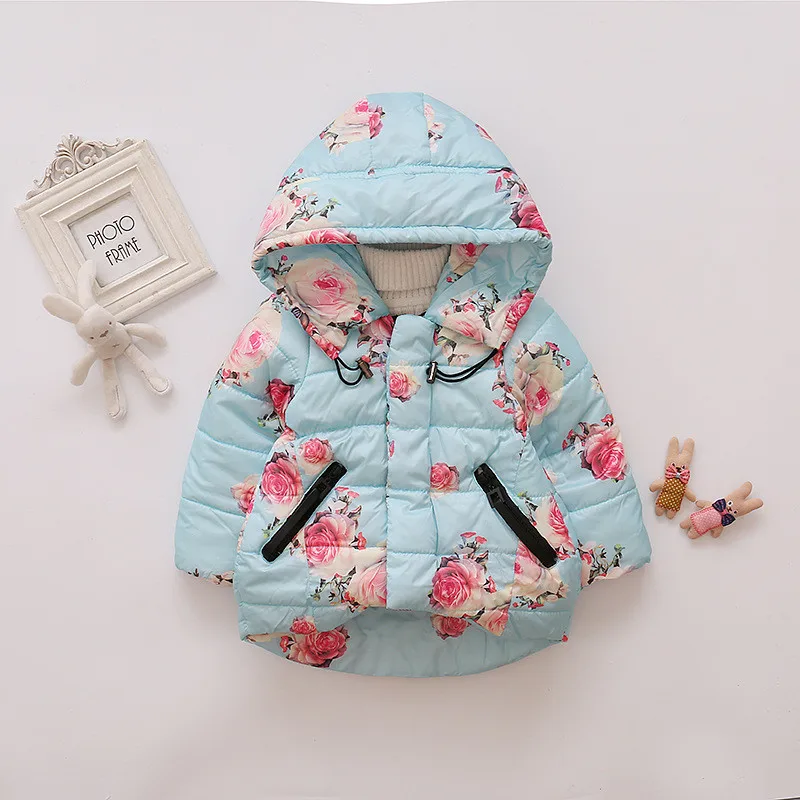 Meninas com Capuz Presentes de Aniversário Outono Inverno Bebê Outerwear Crianças Impresso Princesa Jaqueta Cabolsas Primeiro Ano Algodão Acolchoado Roupas 22 Outono inverno bebê outerwear crianças meninas com