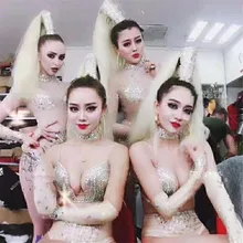 5 шт./компл. Для женщин DJ ночной клуб, сценические костюмы для певцов танцевальный костюм сексуальные наряды для Женская Стразы gogo танцевальные костюмы