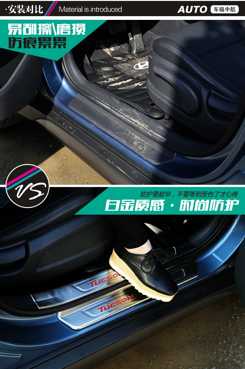 Автомобильные аксессуары Sticke для hyundai Tucson дверная педаль подоконника защита из нержавеющей стали защитная пластина отделка автомобиля-Стайлинг