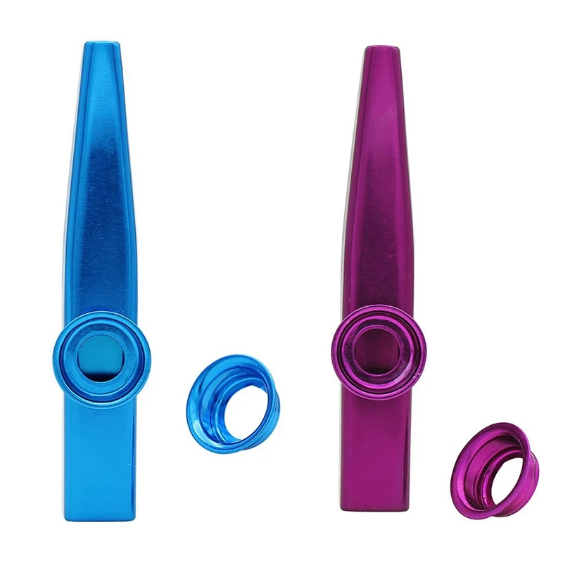 

Quality Kazoo Aluminum Alloy Metal With 5 Pcs Gifts Flute Diaphragm For Children Music-Lovers, Purple & Blue(2 Set)