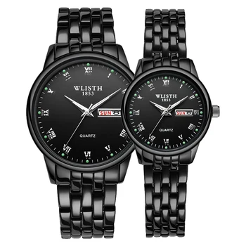 

Couple Watch Stainless Steel Watch Date Week Luminous Fashion Lovers Watch Gift Quartz Wrist Watches for Men Women 2020 New