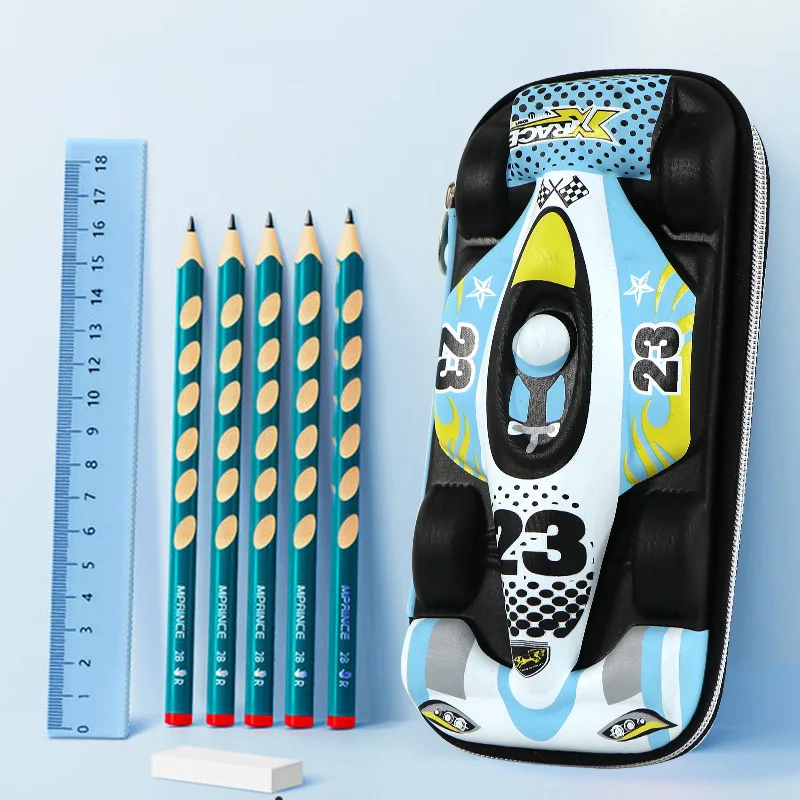 F1-estuche de lápices de coche carreras para adolescentes, estuche de EVA, bolsa de lápices dibujos animados, suministros de papelería escolar - AliExpress