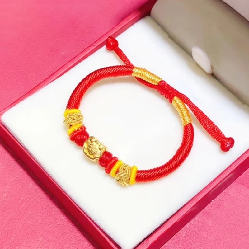 Pure 24K 999 Yellow Gold Bracelet Lucky Lotus Love Bangle For Woman