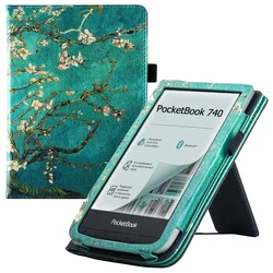 Premium Protective eReader Case with Stand and Hand Strap for Pocketbook 740 Color (Apricot blossom)