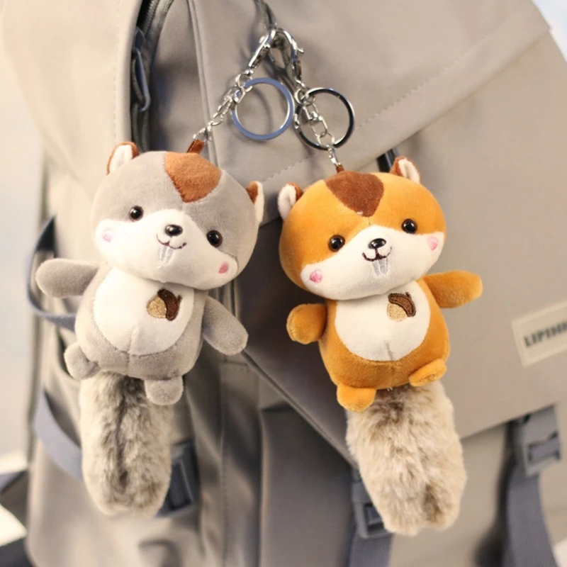 Cute Squirrel Plush Keychain Stuffed Animals Keyring Charm Handbag Pendant