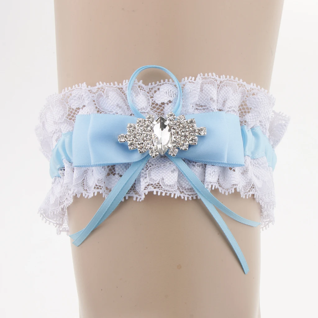 Women Girls Ribbon Crystal Garter Applique Garter Sexy Garters Bridal Thigh Ring Bridal Lace Leg Ring LoopParty Fancy Dress