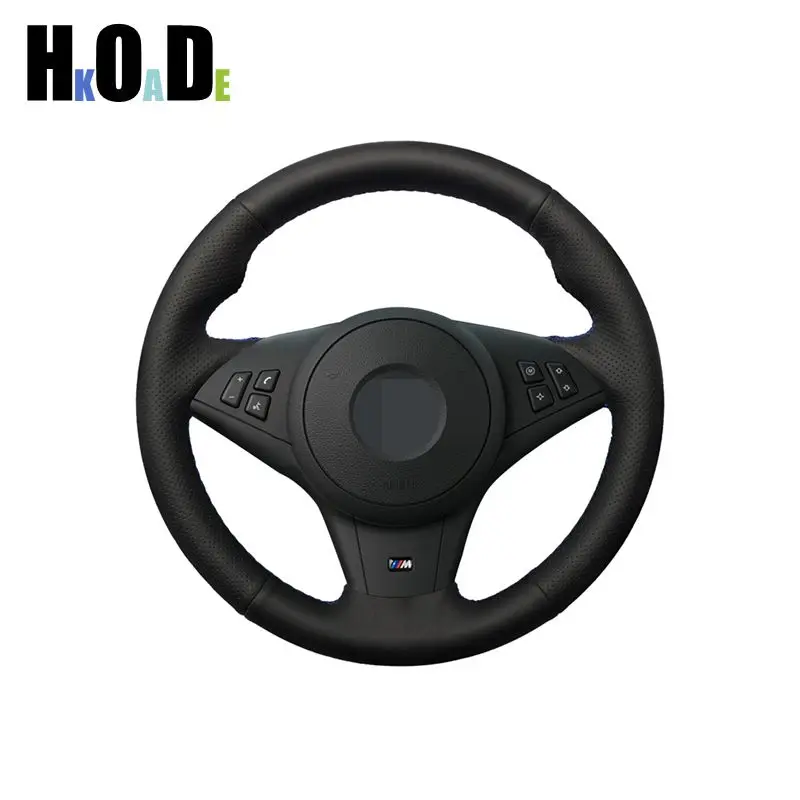 Car Steering Wheel Cover Black PU Faux Leather For BMW M5 E60 E61 (Touring) M6 E63 E64 2005 2006 2007-2010 accessories | Автомобили и