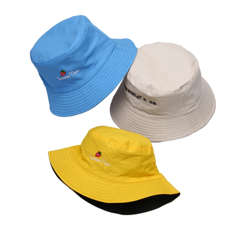 Moda podwójna dwustronna Straberry haft Panama kapelusz typu Bucket mężczyźni kobiety lato kapelusz wędkarski czapka hip-hopowa kapelusz rybaka