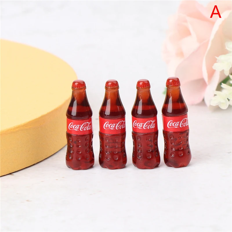 Dollhouse Miniature Coke Fanta Sprite Water Bottle Beverage Model 4PCS for Dollhouse Kitchen Food Toy soda bottles