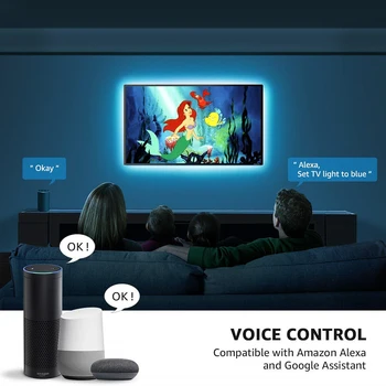 

Smart Wifi Music LED Strip Lights Sync Music USB TV Backlight Kit with Remote Works 16 Color Changing 5050 LEDs Bias Lighting