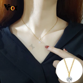 

Vnox Trendy Bling CZ Stone Necklaces for Women Minimalist Stainless Steel Chain Chokers Necklace Female Lady Gifts Jewelry