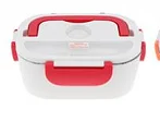 1.5L Split-type Stainless Steel+ ABS Portable Food Warmer Heating Keeping Electric Lunch Box with Spoon / EU Charging Line - Color: Red