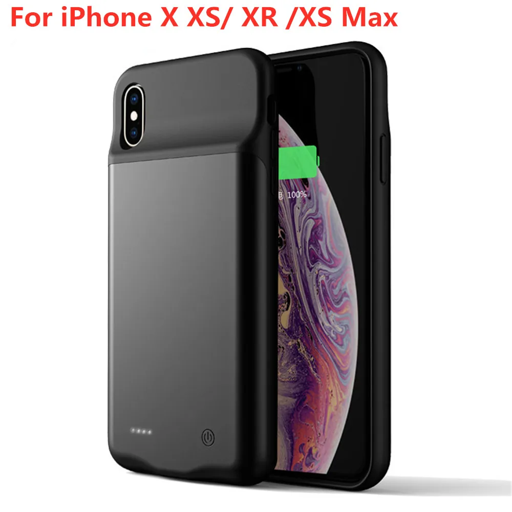 

External Battery Case For iPhone X XS Power Case Soft Silicone Phone Charging Cover For iPhone XS Max XR Backup Power Bank Cas