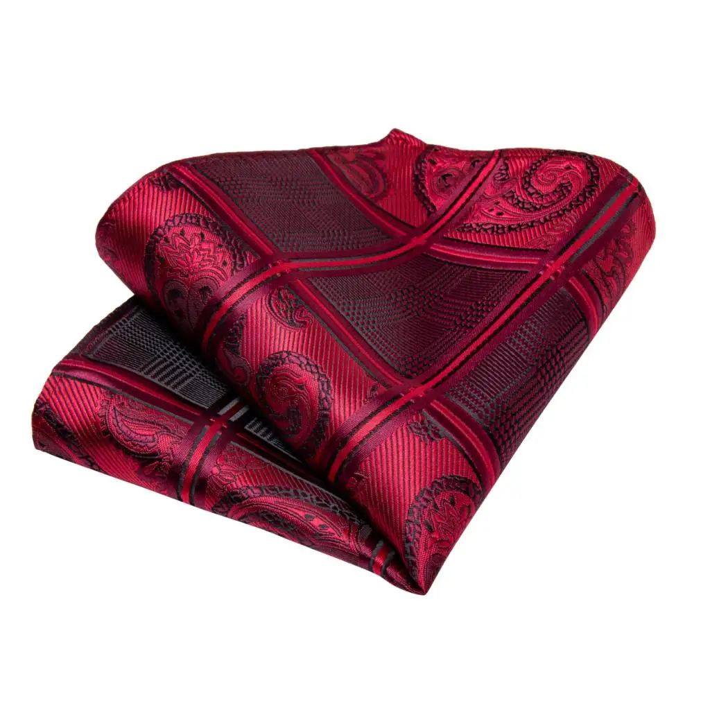 Качественный мужской галстук, красное вино, Одноцветный Шелковый Свадебный галстук для мужчин, платок, запонки, подарок, деловой ГАЛСТУК, набор, DiBanGu, дизайн, MJ-7325