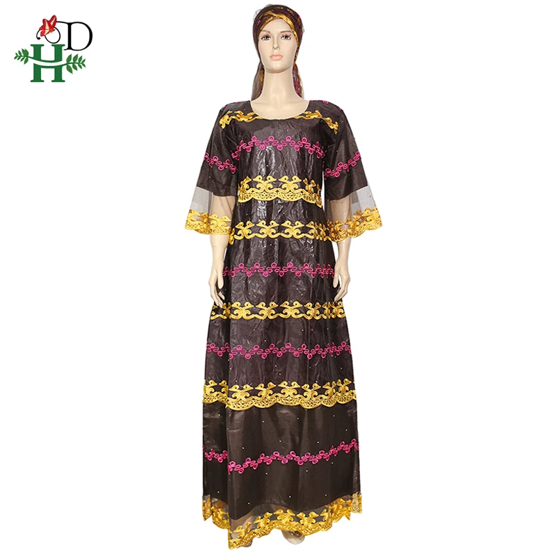 H & D африканские платья для женщин вышивка Базен Riche платье кружевное лоскутное