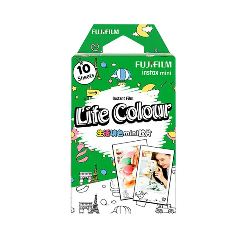 10 листов fuji fujifilm instax mini Color edge fims для instax instant camera mini 7s 25 50s 8 90 фотобумага - Цвет: life color