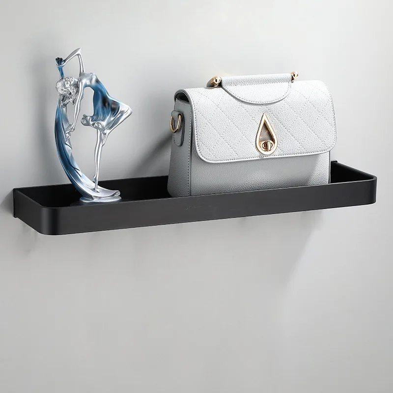 Black Bathroom Shelf Bath Shower Shelf Aluminum Bathroom Corner shelf Wall Mounted Black Aluminum Kitchen Storage holder 4