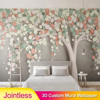 

Jointless 3D Colorful Leaves tree Custom Murals Wallpaper TV Background Large Painting wallpapers for Living Room Home Decor