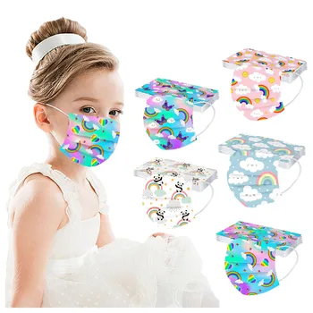

50pcs Kids Lovely Mask Cartoons Mix Printed Facemask Disposable Protection Facemask 3ply Breathable Mascarillas Ear Loop Mask
