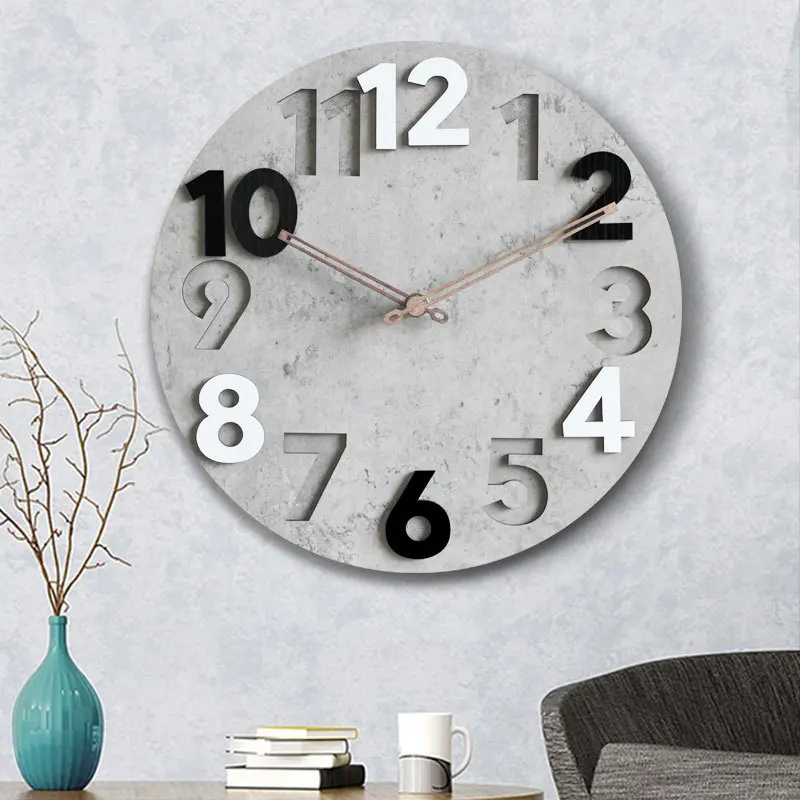 12/16 Inches Home Digital Wall Clocks Creative Numbers Needle Mute Clock for Living Room Bedroom Office Wall Decoration