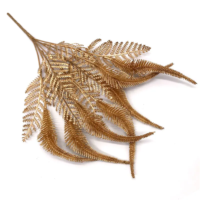 Artificial Plant Gold Silver Leaves Christmas Wedding Decorative Fake Plant Flower Floral DIY Accessories Bedroom Decor