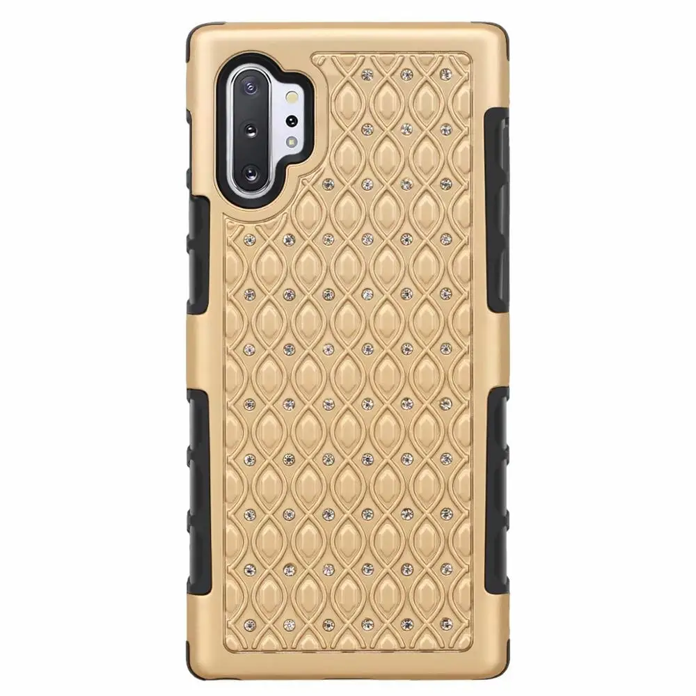 Роскошный гибридный ПК и Силиконовый противоударный защитный чехол для телефона s для samsung Galaxy Note 10 Pro, чехол с бриллиантами - Цвет: Золотой