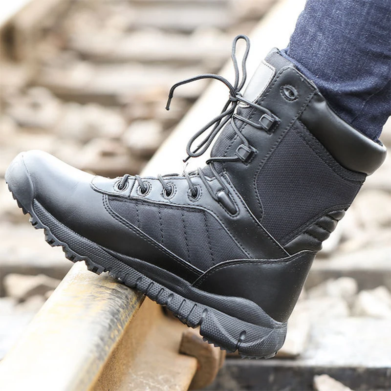Men Outdoor Tactical Boots Waterproof Breathable Wear-resistant Oxford Non-slip Military Shoe Slow Shock Climbing Training Boots