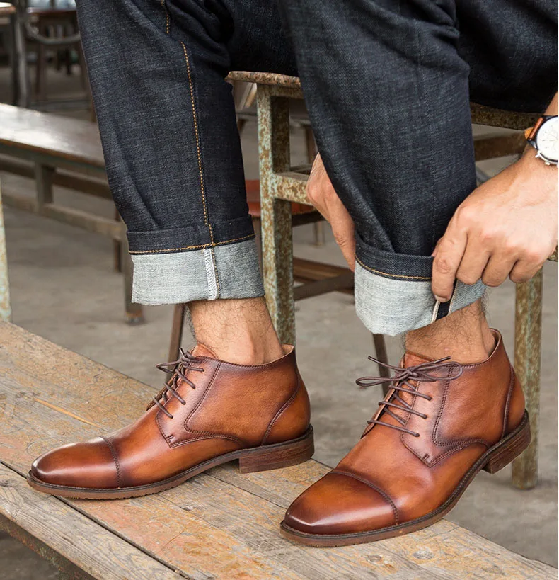 QYFCIOUFU человек сапоги martins Для мужчин; обувь на шнуровке; подошва из материала на основе хлопка типа «Оксфорд»; из натуральной кожи из воловьей кожи, для мужчин повседневная обувь Винтаж Для мужчин сапоги