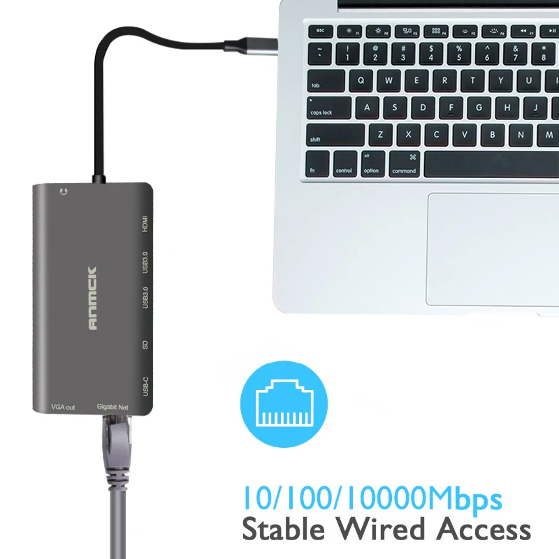 Anmck USB C концентратор USB к Мульти USB 3,0 HDMI VGA RJ45 Thunderbolt 3 OTG адаптер USB разветвитель для MacBook Pro Air Dock type C концентратор